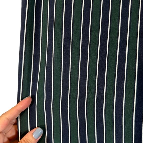 Mango Navy Blue & Green Striped Casual Lounge Relaxed Pants Women Sz XS - Picture 3 of 11